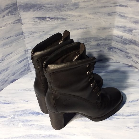 Timberland Black Anime Lace-up Heeled Boots size 8.5M - Picture 3 of 11